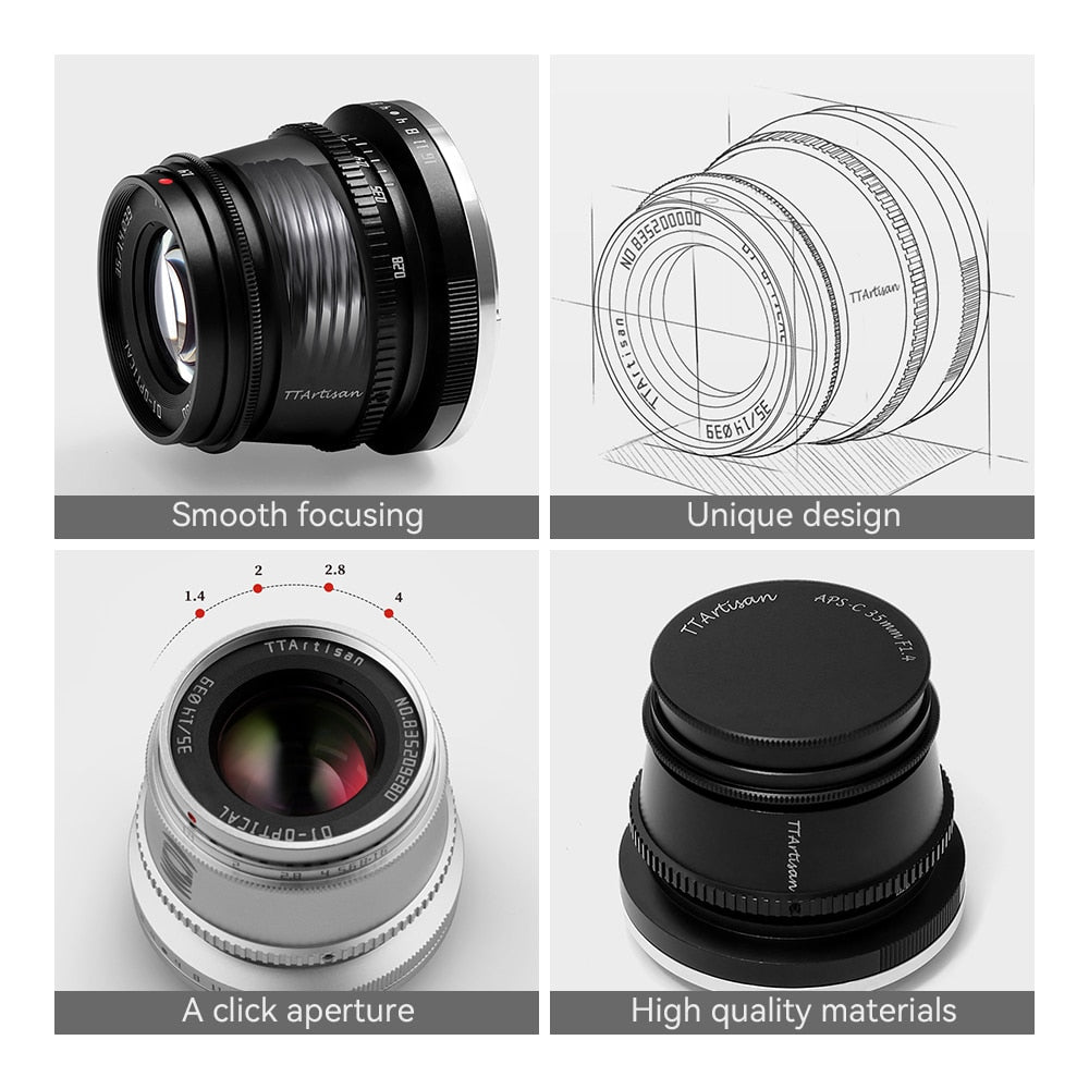 TTArtisan 35mm F/1.4 APS-C Camera Lens for mirrorless camera - Sony E Fuji X Canon EOS M RF NIKON Z MFT Leica Panasonic L
