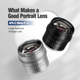TTArtisan 50mm F/1.2 APS-C Camera Lens for mirrorless camera - Sony E Fuji X Canon EOS M RF NIKON Z MFT Leica Panasonic L