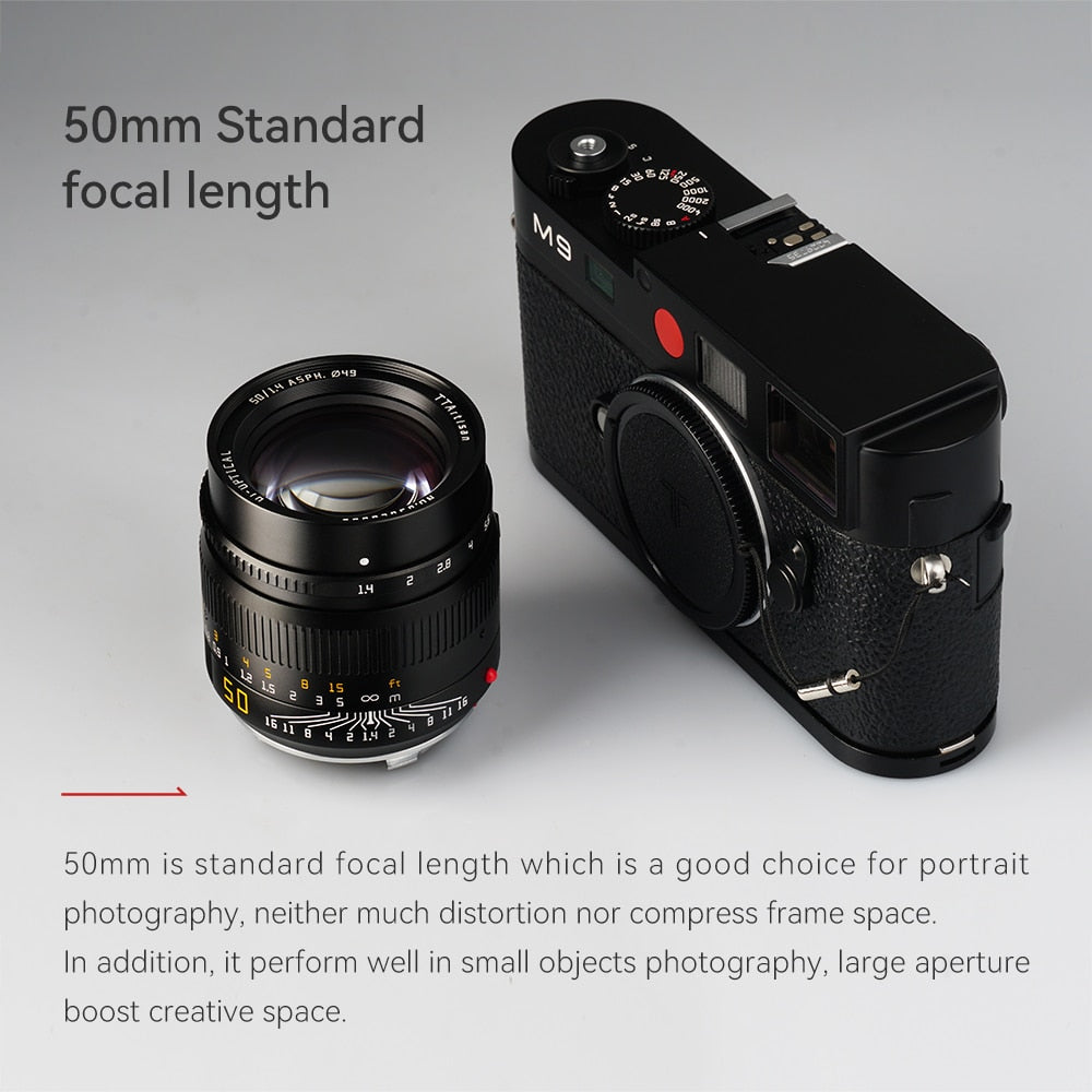 TTArtisan M 50mm F/1.4 ASPH Full Frame Prime Lens for Leica M mount rangefinder camera - M8 M9 M10 M11 M Typ 240 246 262
