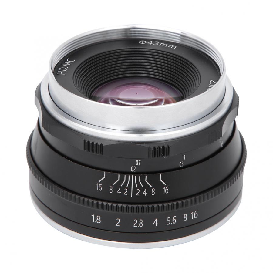 Camdiox 25mm f/1.8 manual lens for APS-C mirrorless camera - Canon EOS M Fujifilm Sony Olympus OM-D silver color