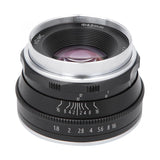 Camdiox 25mm f/1.8 manual lens for APS-C mirrorless camera - Canon EOS M Fujifilm Sony Olympus OM-D silver color