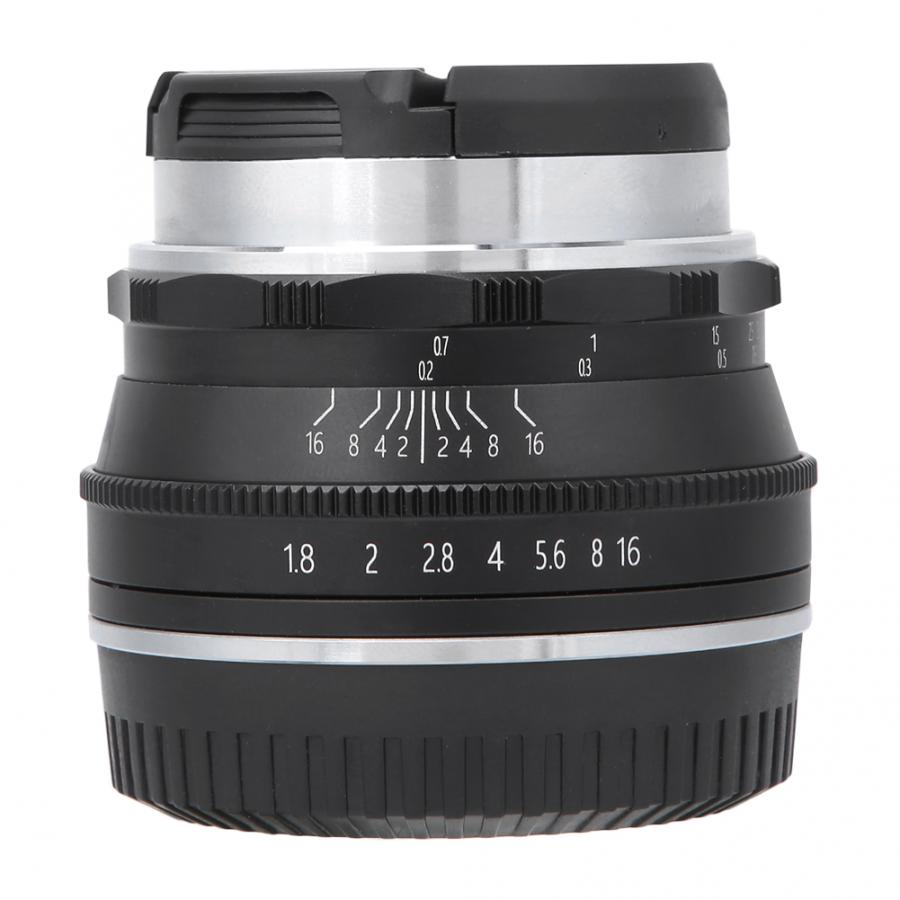 Camdiox 25mm f/1.8 manual lens for APS-C mirrorless camera - Canon EOS M Fujifilm Sony Olympus OM-D silver color