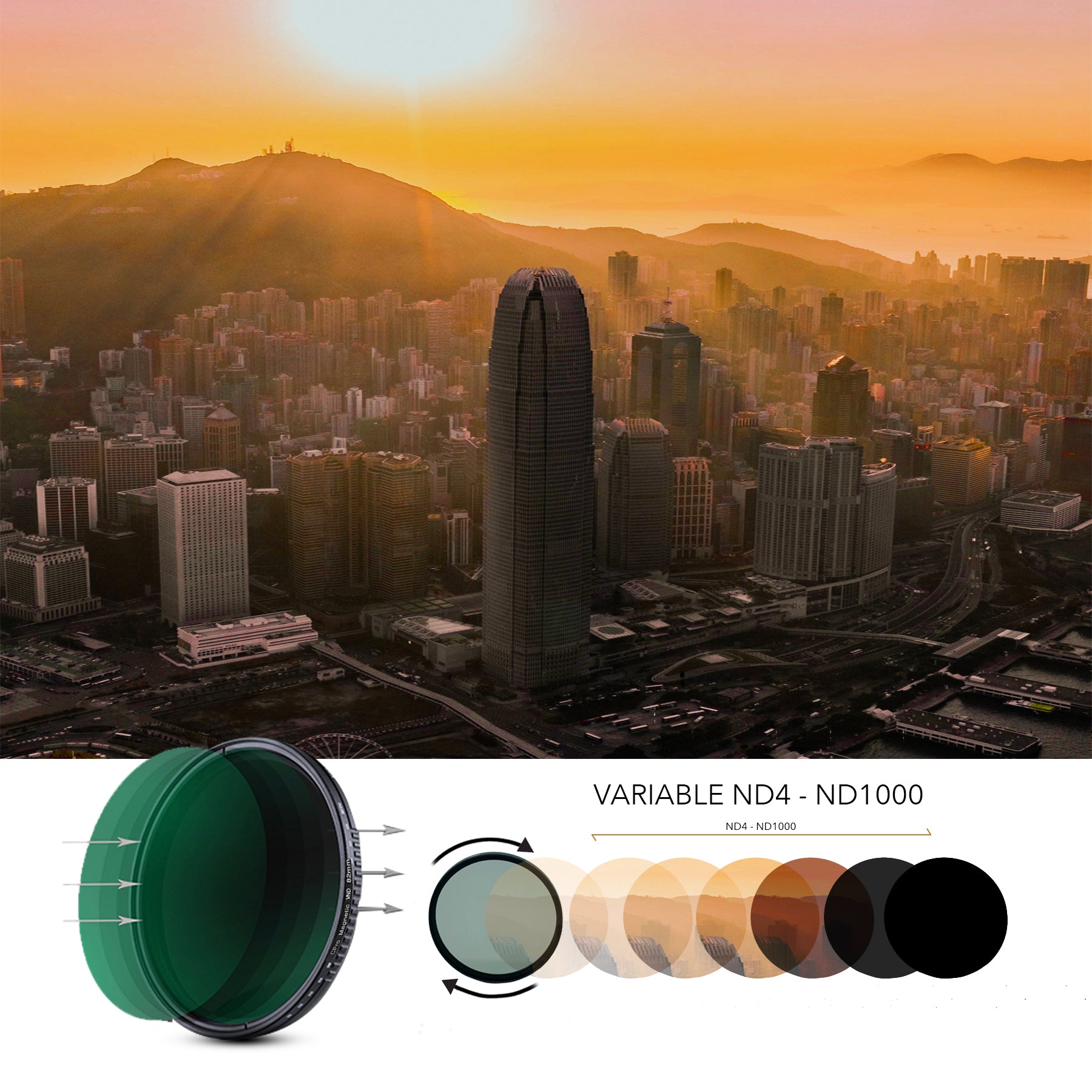 Camdiox CPRO Nano Fader ND4-1000 Variable Neutral Density Filter - for Canon Nikon Sony Olympus Leica DSLR mirrorless camera lenses