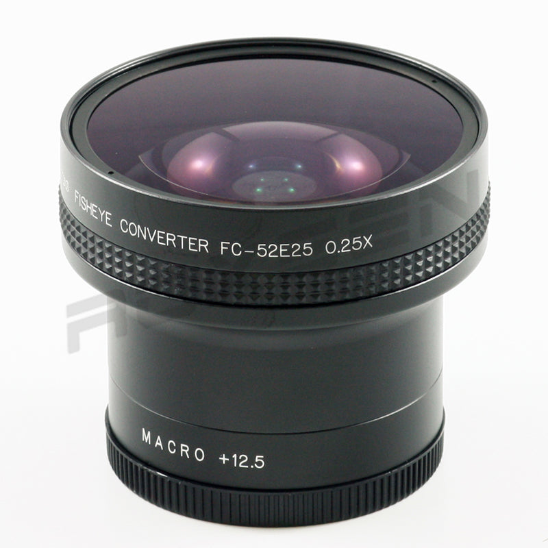 0.25x Fisheye Super Wide Conversion Lens 180 degrees 52mm / 55mm / 58mm for Canon Sony Nikon Panasonic Pentax +12.5 macro