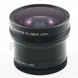 0.25x Fisheye Super Wide Conversion Lens 180 degrees 52mm / 55mm / 58mm for Canon Sony Nikon Panasonic Pentax +12.5 macro