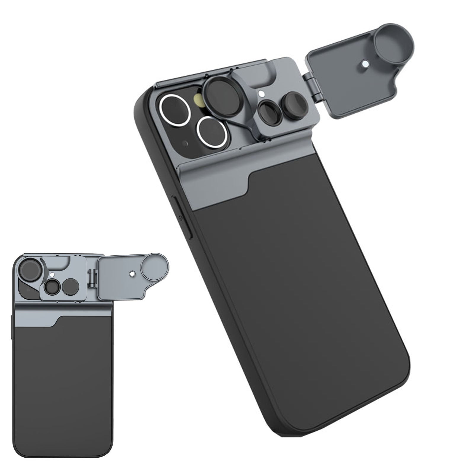 5-in-1 lens kit for iPhone 13 / 14 series - CPL filter + 10x macro + tele lens + fisheye + TPU phone case set for iPhone 13 Pro Max 13 Mini 14 Plus