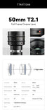 TTArtisan 50mm T2.1 Dual Bokeh Cine Full Frame Lens for mirrorless camera - Sony E Nikon Z Canon RF Leica Panasonic L Mount