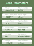 7artisans 60mm f/2.8 macro 2x manual lens for full frame mirrorless camera - Sony E Canon RF Nikon Z