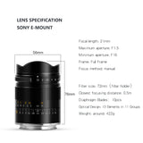 TTArtisan 21mm F/1.5 ASPH Full Frame Wide Angle Manual Lens for mirrorless camera - Sony E Canon R Nikon Z Mount